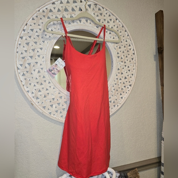 NWT Halara Backless Active Dress w Shorts Small Cloudful  $55 Orange/Red - Picture 10 of 13